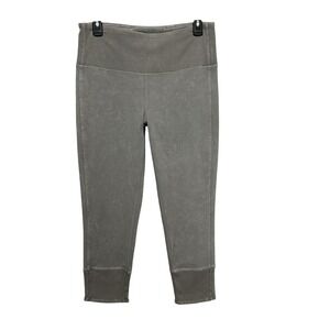 Lululemon Womens Size 10‎ Wunder Under Crop 23" Gray Ribbed Waist Cuff Leggings